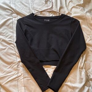 Aerie Black Long Sleeve Crop Top